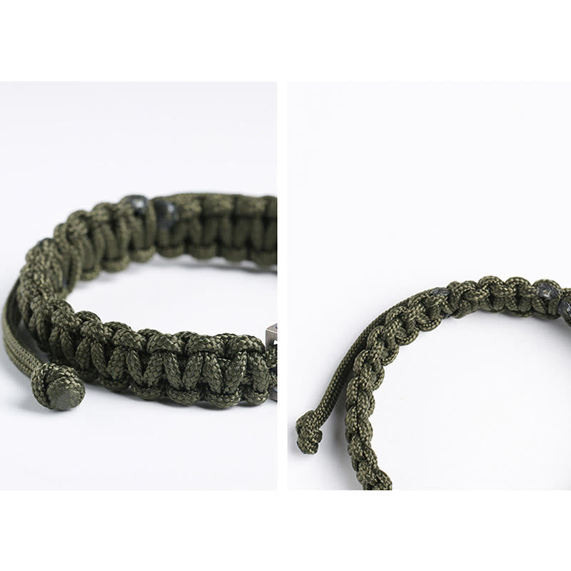 Bransoletka z plecionej liny Buddha Stones 925 ze srebra próby 925 z motywem pocisku