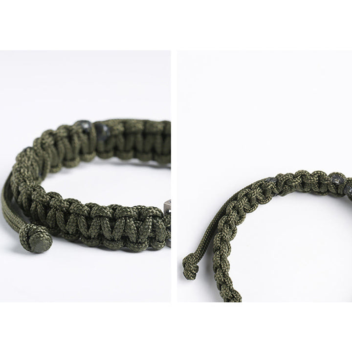 Bransoletka z plecionej liny Buddha Stones 925 ze srebra próby 925 z motywem pocisku