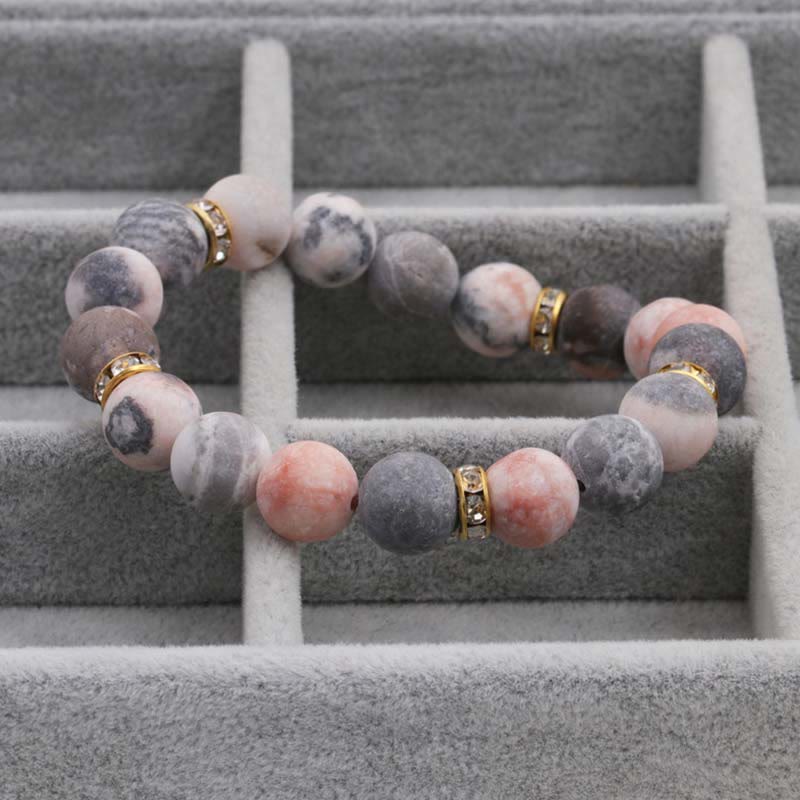 Buddha Stones Lęk Stres Uzdrawiający Kryształ Zebra Jasper Koraliki Bransoletka