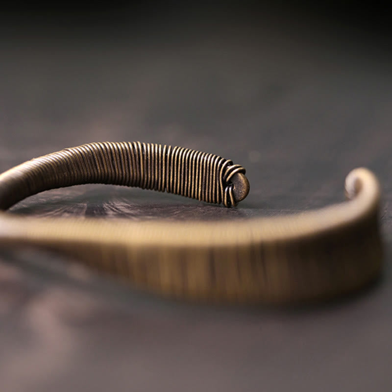 Bransoletka mankietowa z regulowanymi Buddha Stones w prostym wzorze, owinięta mosiądzem i miedzią, zapewniająca szczęście i bogactwo - image 6