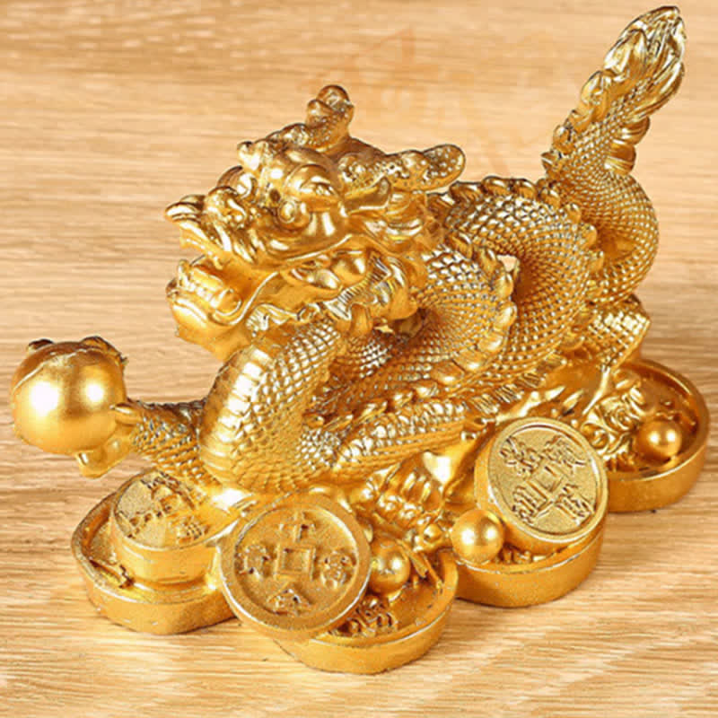 Buddha Stones Feng Shui Smok Miedziana Moneta Bogactwo Sukces Szczęście Dekoracja