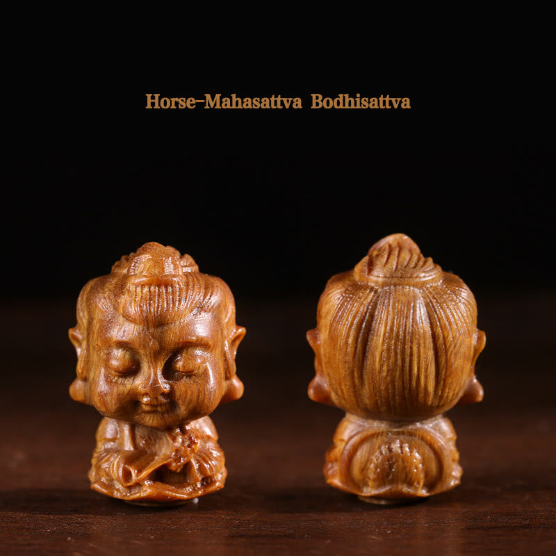 Chiński Zodiak Natal Budda Zielony Sandałowiec Lotos Grawerowany Pozytywny Dekoracja Domu - Koń-Mahasattwa Bodhisattwa - image 8