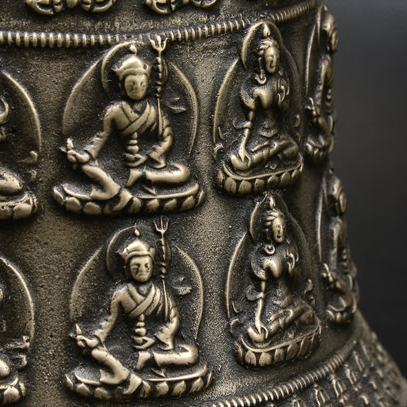 Tybetański grawerowany Budda Smok Wiatr Dzwon Miedziany Szczęście Dekoracja Ścienna