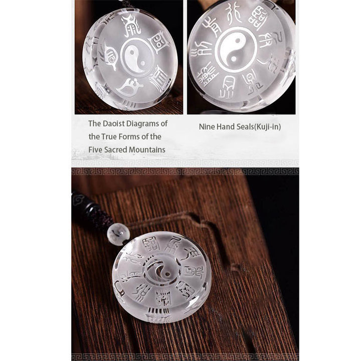 Buddha Stones Taoizm Pięć Świętych Gór Symbol Yin Yang Liuli Kryształ Równowaga Naszyjnik Wisiorek Brelok