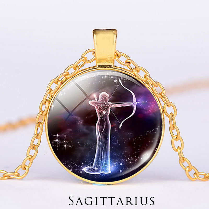 12 konstelacji zodiaku Księżyc Gwiaździste niebo Ochrona Błogosławieństwo Naszyjnik Wisiorek
