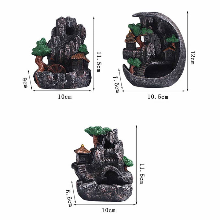 Kadzielnica do medytacji z żywicą i przepływem zwrotnym Mountain Bridges Pattern