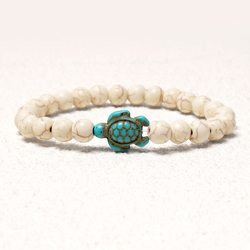 Buddha Stones Naturalny Kamień Morski Żółw Turkusowy Bransoletka Błogosławieństwo