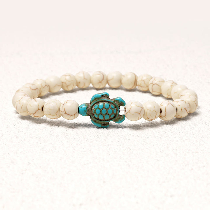 Buddha Stones Naturalny Kamień Morski Żółw Turkusowy Bransoletka Błogosławieństwo