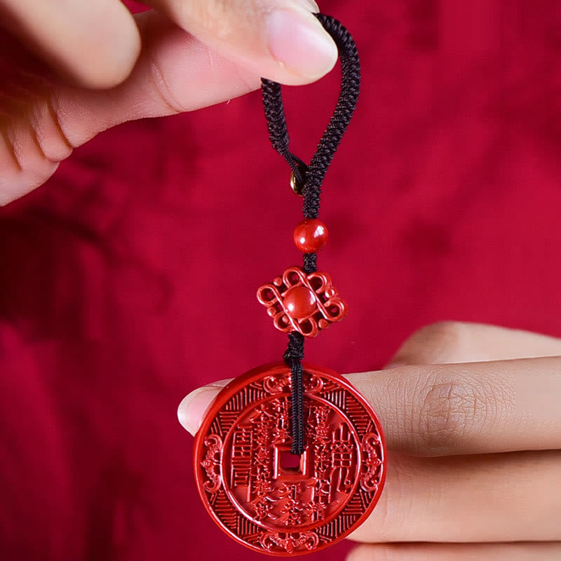 Buddha Stones Naturalne Duchy Górskie Cinnabar Wydaj Pieniądze Bagua Błogosławieństwo Naszyjnik Wisiorek Brelok