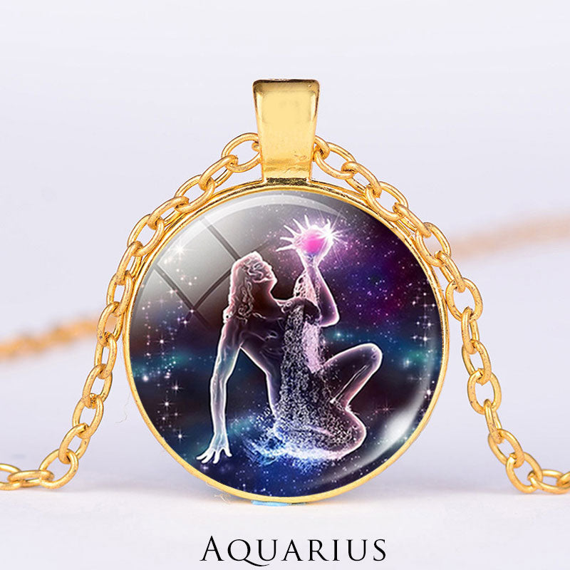 12 konstelacji zodiaku Księżyc Gwiaździste niebo Ochrona Błogosławieństwo Naszyjnik Wisiorek
