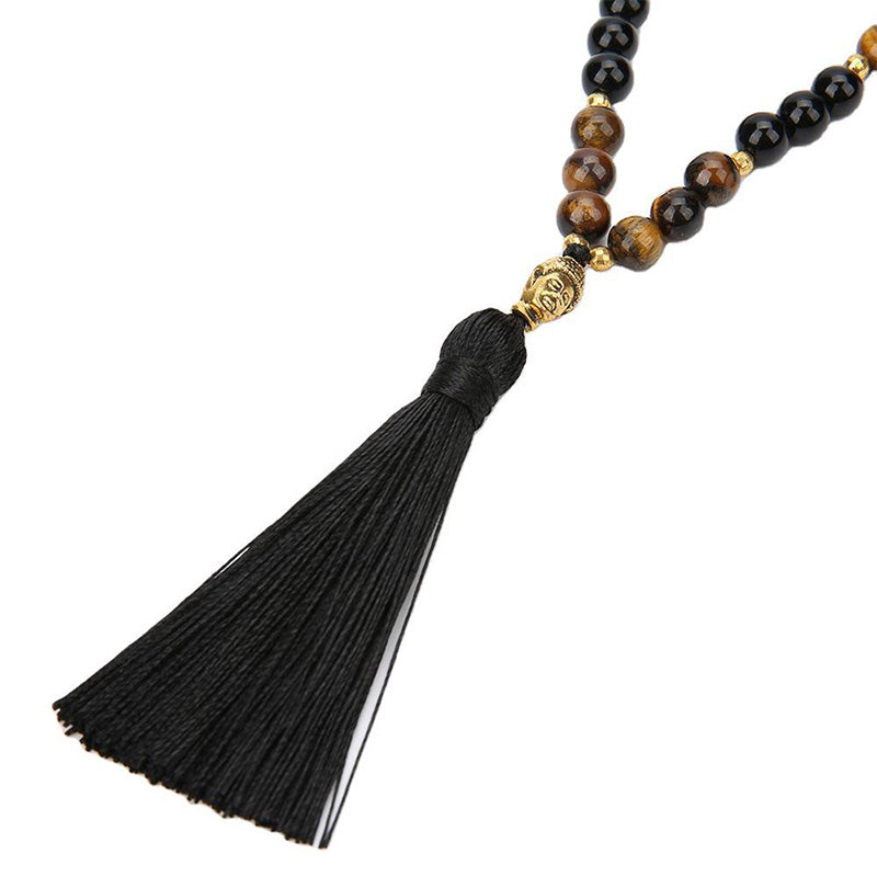Bransoletka ochronna Mala z Buddha Stones z tybetańskiego zielonego jaspisu