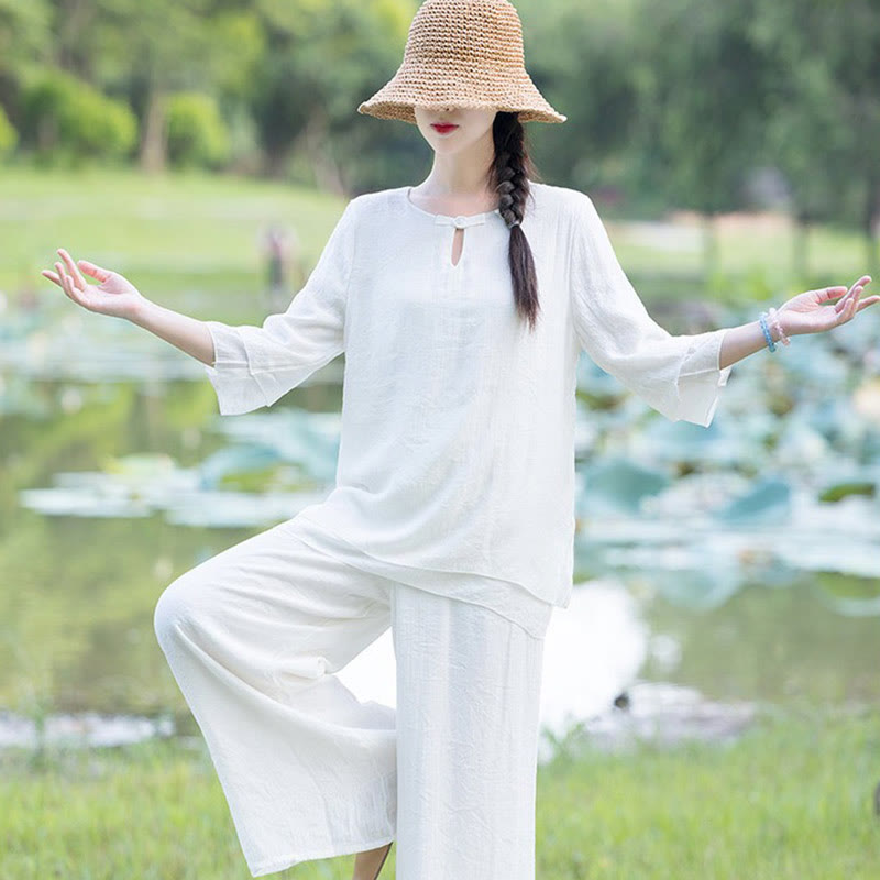 Tai Chi Medytacja Modlitwa Zen Duchowa Praktyka Poranek Odzież Zestaw Damski - image 9