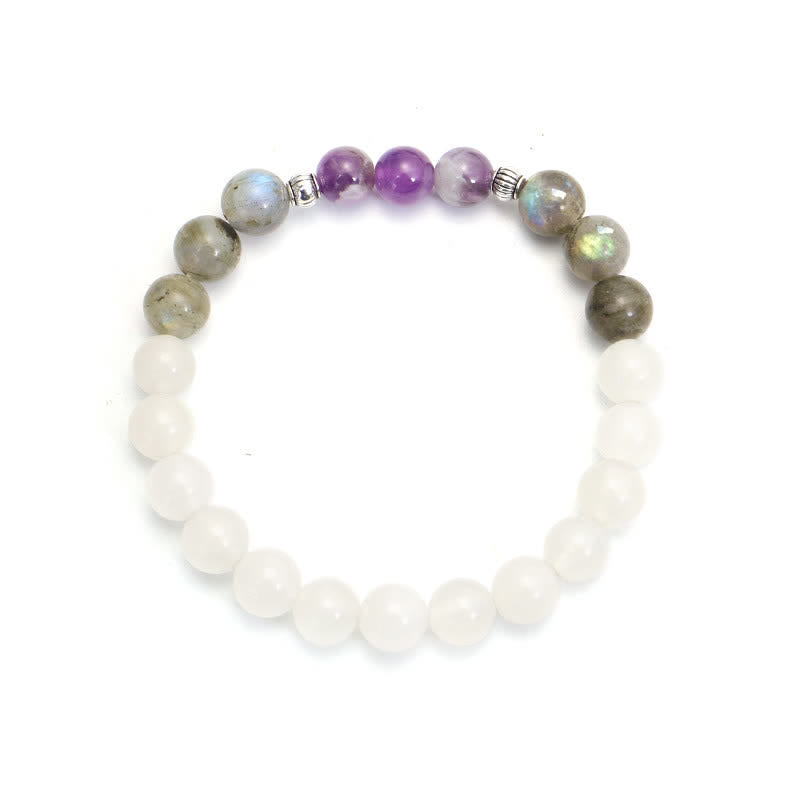Buddha Stones 108 Mala Beads Biały Agat Ametyst Czarny Brokat Bransoletka Ochronna Kamienia