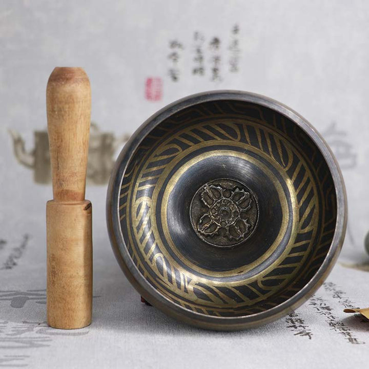 Buddha Stones Tybetańska miska medytacyjna do uzdrawiania i uważności Om Mani Padme Hum Singing Bowl