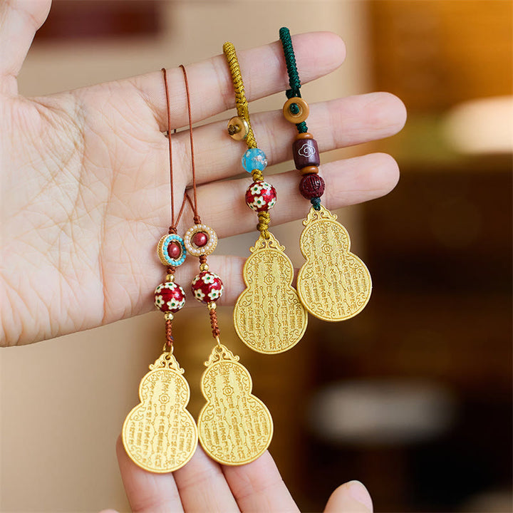 Buddha Stones Wu Lou Gourd Fu Charakter Tai Sui Amulet Fortune Telefon Wiszący Dekoracja Brelok