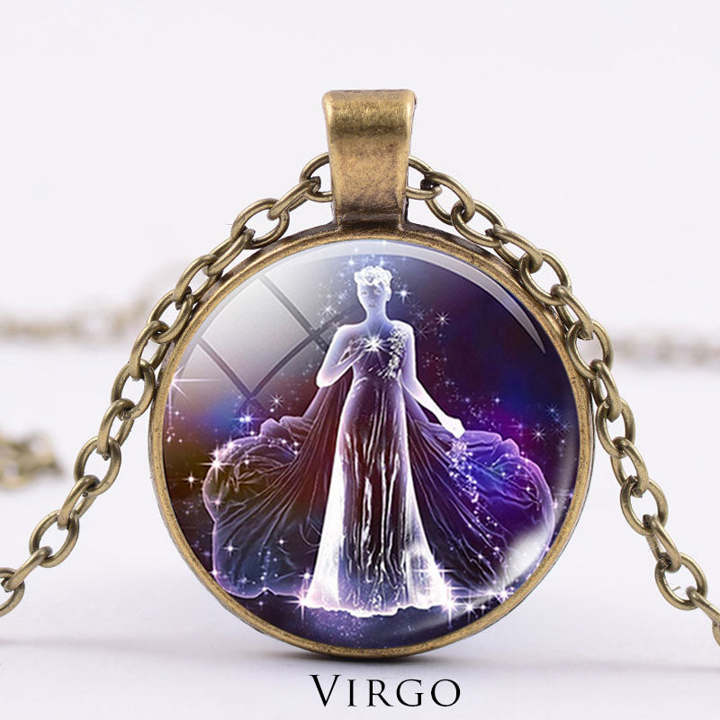 12 konstelacji zodiaku Księżyc Gwiaździste niebo Ochrona Błogosławieństwo Naszyjnik Wisiorek