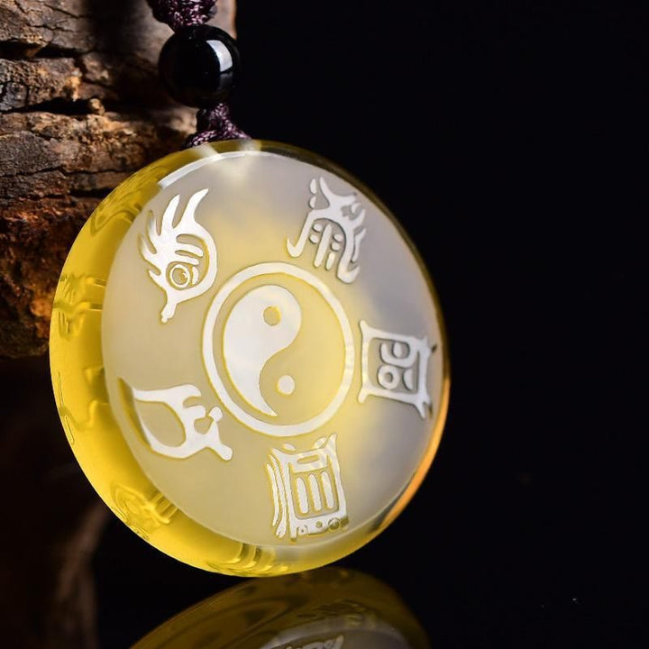 Buddha Stones Taoizm Pięć Świętych Gór Symbol Yin Yang Liuli Kryształ Równowaga Naszyjnik Wisiorek Brelok