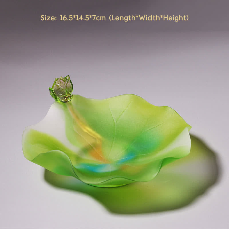 Feng Shui Lotus Ręcznie robiony kryształ Liuli Dzieło sztuki Domowe Biuro Oferta Dekoracja - Talerz ofiarny - image 7