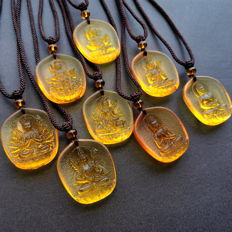 Buddha Stones Chiński Zodiak Natal Budda Błogosławieństwo Liuli Kryształ Współczucia Naszyjnik Wisiorek - image 8