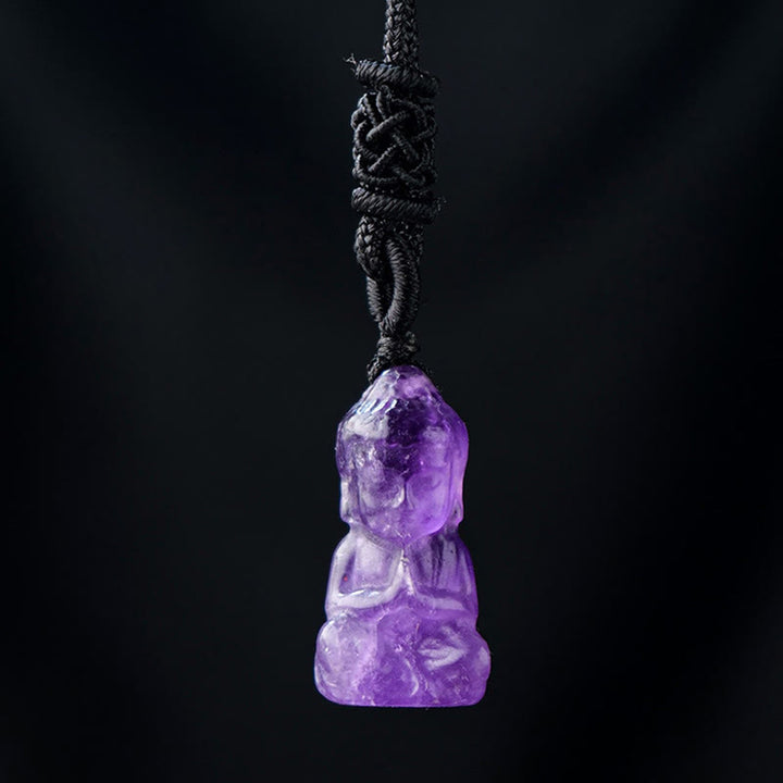 Buddha Stones Różne Kryształy Ametyst Różowy Kryształ Biały Kryształ Cytryn Budda Rzeźbiony Duchowy Naszyjnik Uzdrawiający Wisiorek Dekoracja - Ametyst - Naszyjnik i wisiorek - image 4