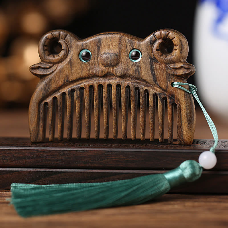 Chiński Zodiak Zielony Sandałowiec Pokój Mini Przenośny Grzebień - Drewno Chacate Preto - Koza - image 14