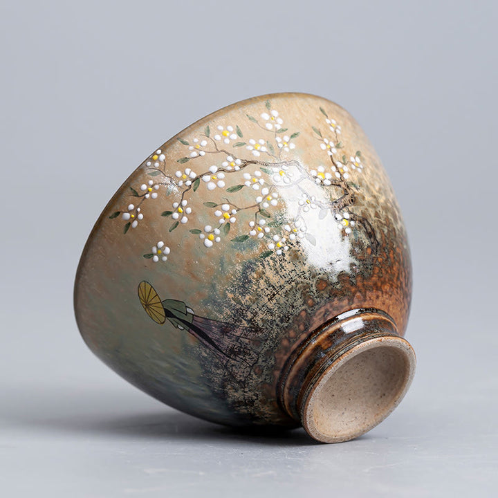 Buddha Stones Jingdezhen Malowana ręcznie porcelana Ru Kiln Hanfu Dziewczyna Kwiat Ceramiczny Filiżanka Kung Fu Filiżanki do herbaty