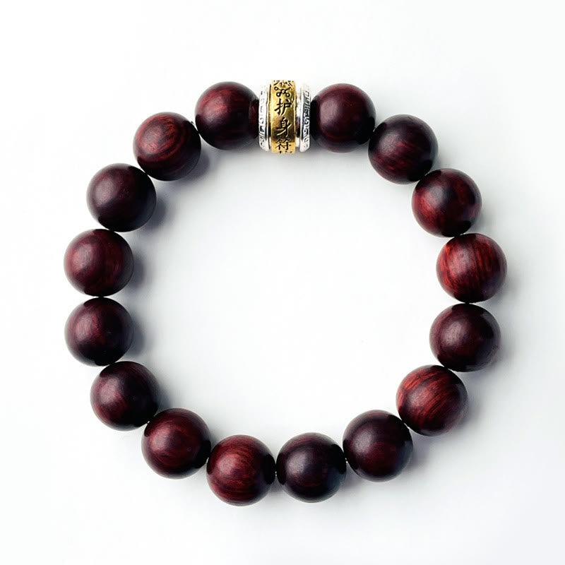 Bransoletka ochronna z amuletem z czerwonego drzewa sandałowego i Buddha Stones