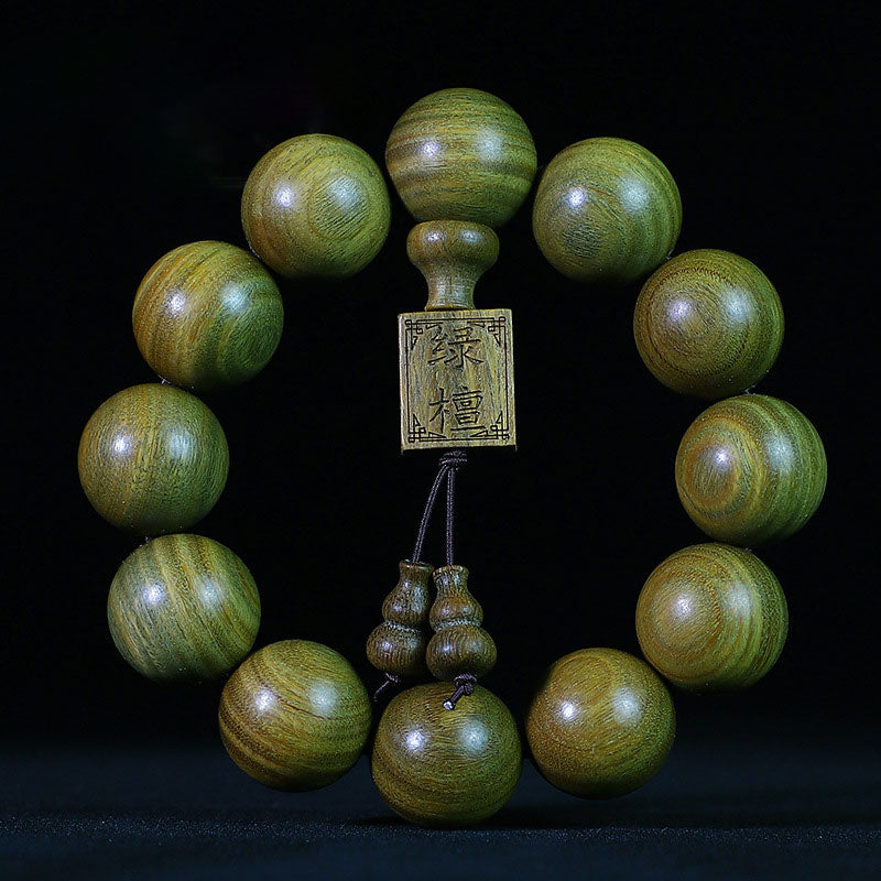 Bransoletka lecznicza z zielonego drzewa sandałowego Buddha Stones - image 3
