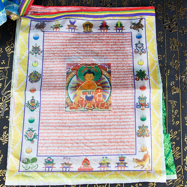 Buddha Stones Tybetańska flaga modlitewna z pięcioma kolorami Buddy Windhorse Tara, uzdrawiająca i pomyślna - image 14