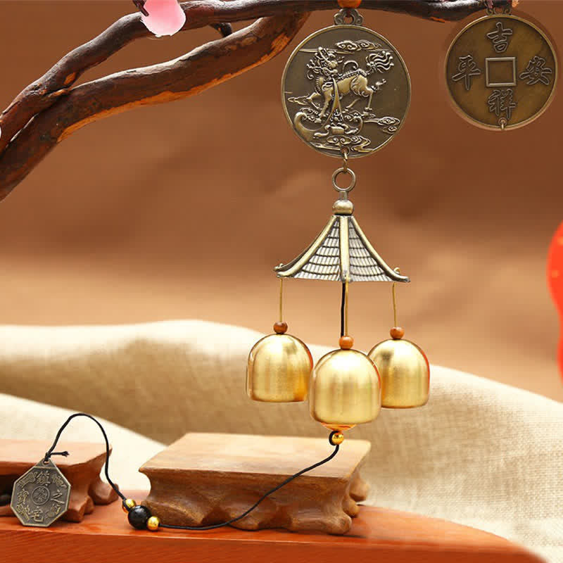 Feng Shui Miedziana Moneta Koi Ryba Bagua Kirin Dzwon Wiatrowy Dzwon Szczęścia Dekoracja Ścienna - Kirin - image 5