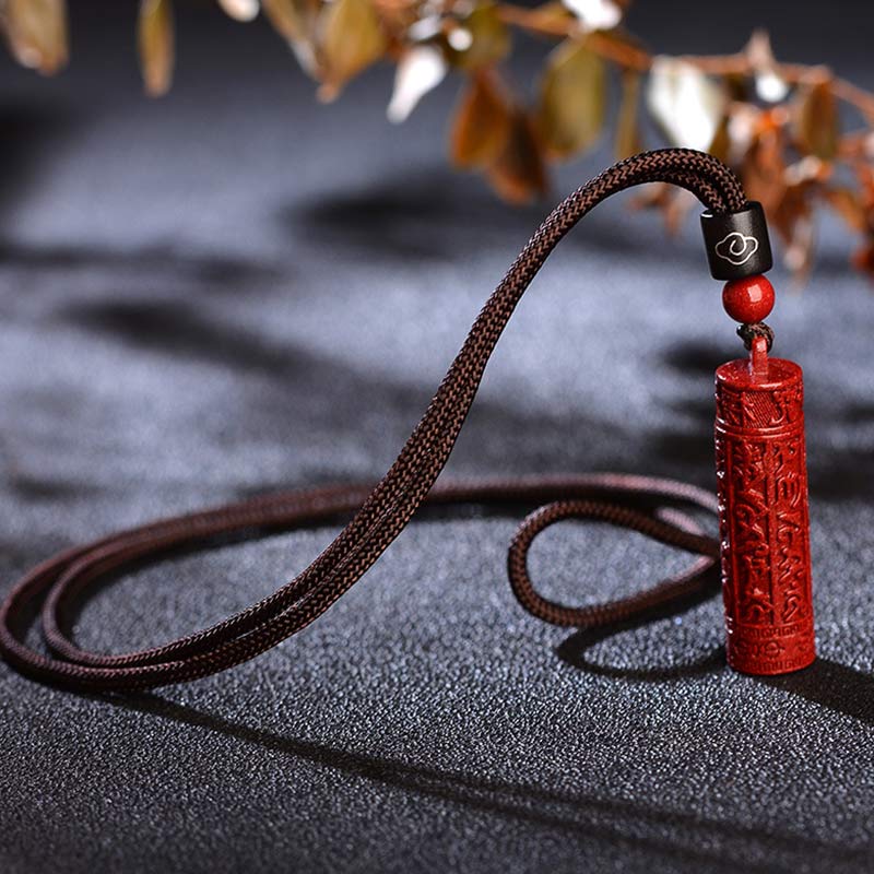 Buddha Stones Tybetański Cynober Mantra Koncentracja Naszyjnik Sznurkowy