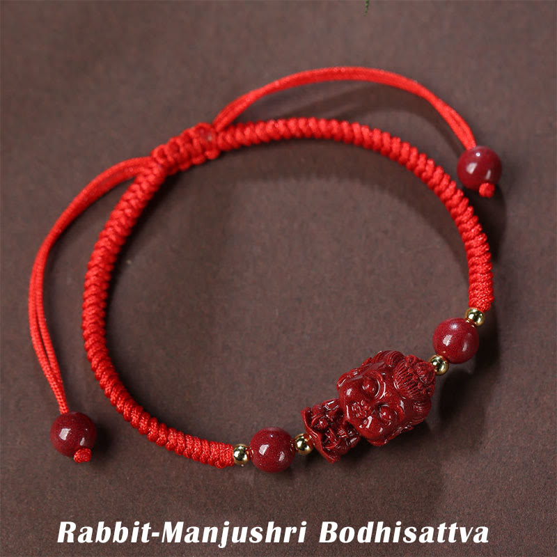 Buddha Stones Chiński Zodiak Natal Budda Cynober Amulet Błogosławieństwo Bransoletka Sznurkowa