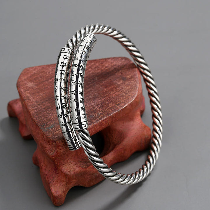Buddha Stones Retro Sutra Serca Skręcony Wzór Wzór Równowagi Bransoletka Bangle