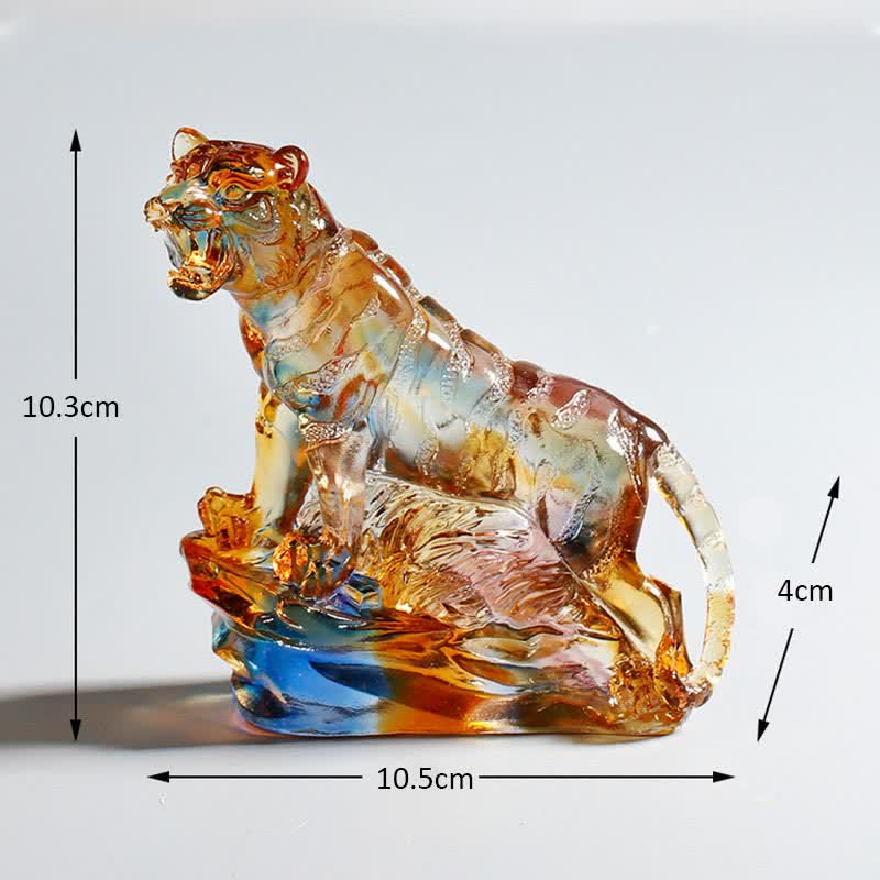 Ręcznie robiony Liuli Crystal Tiger Art Piece Ochrona Dekoracja Domu