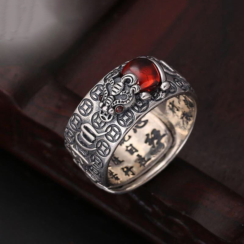 Genstone PiXiu Feng Shui Żaba Vajra Dorje Heart Sutra Bogactwo Regulowany Pierścień
