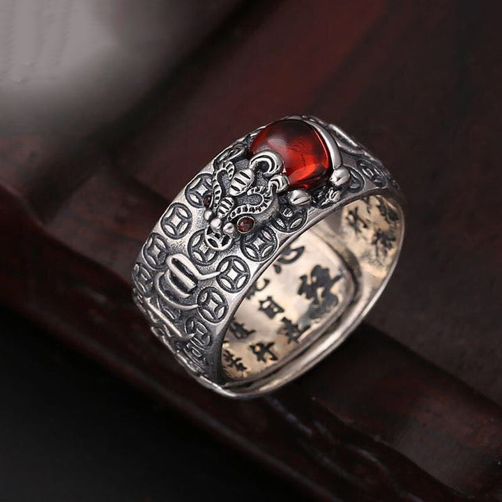 Genstone PiXiu Feng Shui Żaba Vajra Dorje Heart Sutra Bogactwo Regulowany Pierścień