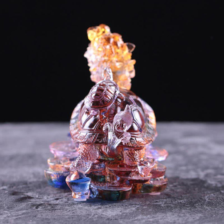 Buddha Stones Feng Shui Smok Żółw Monety Ręcznie Robione Kryształowe Szczęście Liuli Sztuka Dekoracja Domu Biuro