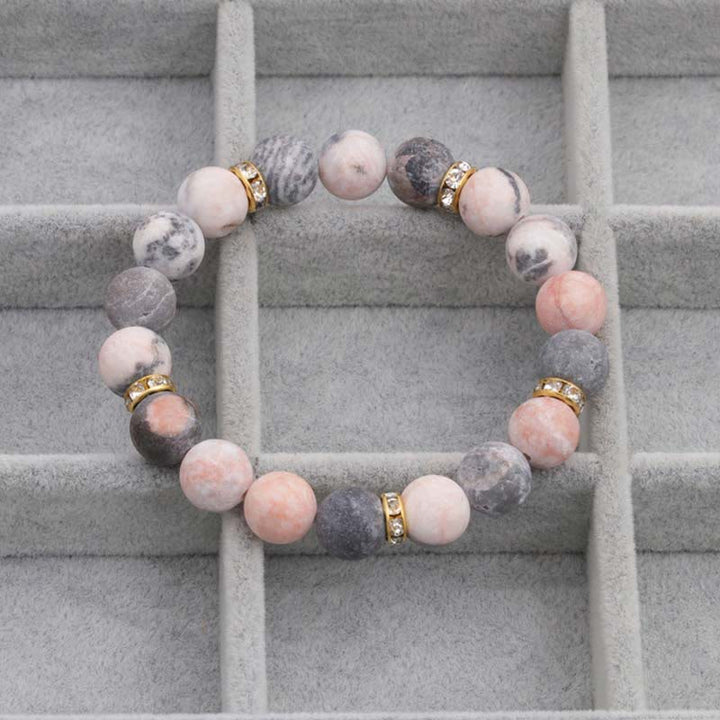 Buddha Stones Lęk Stres Uzdrawiający Kryształ Zebra Jasper Koraliki Bransoletka