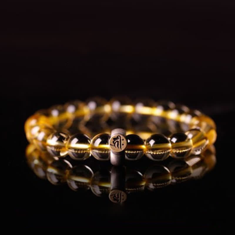 Bransoletka ochronna ze srebra próby 925 z chińskim znakiem zodiaku Natal Buddha i cytrynem