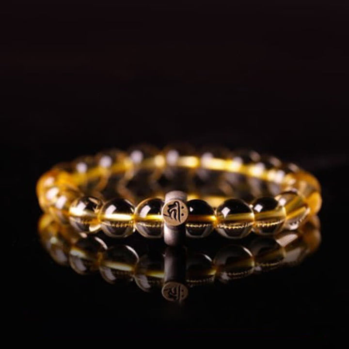 Bransoletka ochronna ze srebra próby 925 z chińskim znakiem zodiaku Natal Buddha i cytrynem