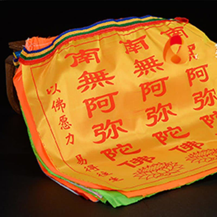 Buddha Stones Tybetańska flaga modlitewna z literą Windhorse, pomyślnym lotosem, 7 kolorów, do użytku na zewnątrz, 21 szt. - image 17