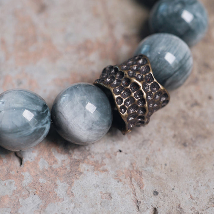 Buddha Stones Orle Oko Kamień Heban Drewno Miedź Pewność Pary Bransoletka