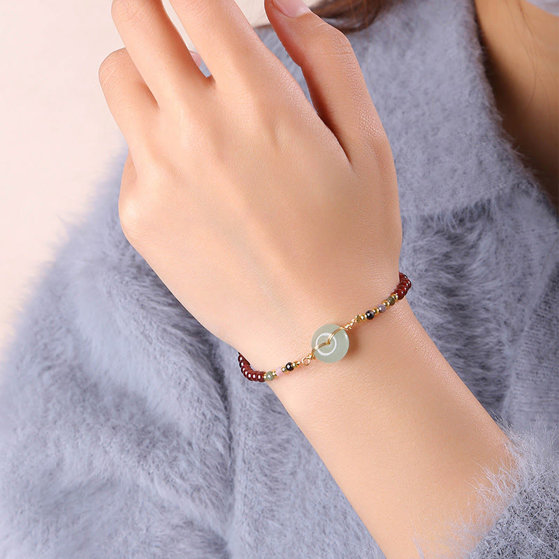Bransoletka z naturalnych Buddha Stones Granat Peace Buckle Bead Calm
