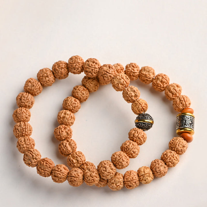 Buddha Stones Tybet Rudraksha Bodhi Seed Bransoletka Bogactwa Pomyślności