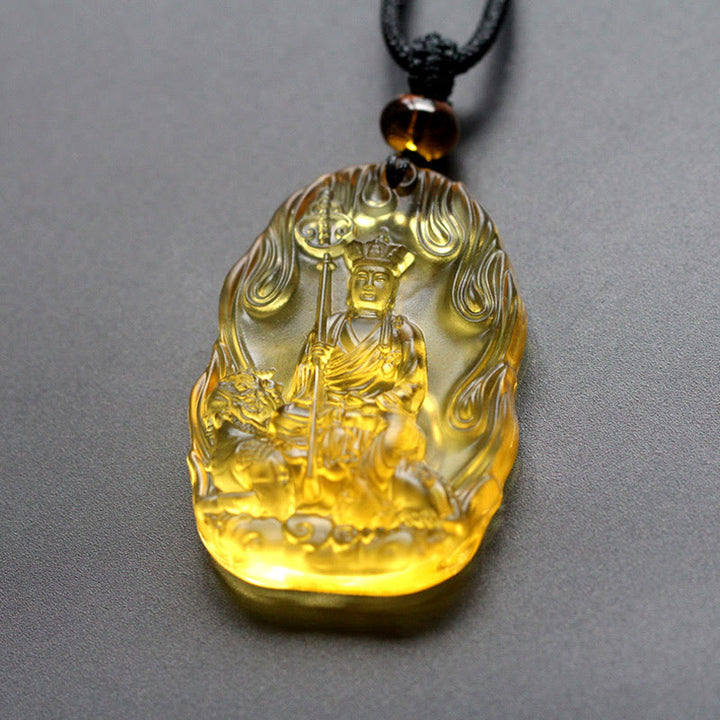 Buddha Stones Ksitigarbha Budda Liuli Kryształowy Amulet Spokoju Naszyjnik Wisiorek