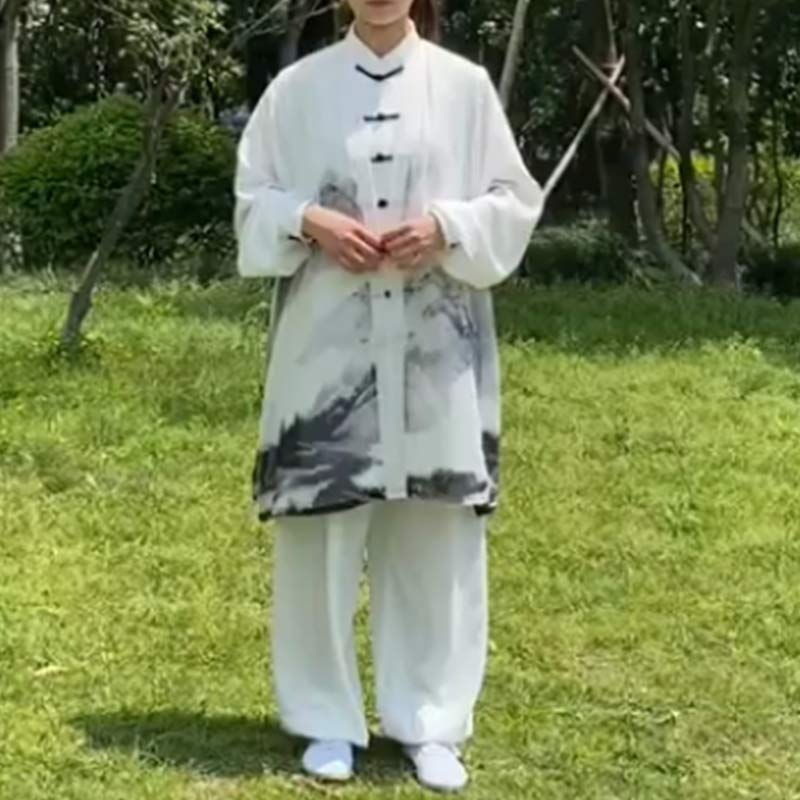 3-częściowy zestaw ubrań unisex do medytacji z malowaniem tuszem, duchową modlitwą, zen, tai chi, qigong