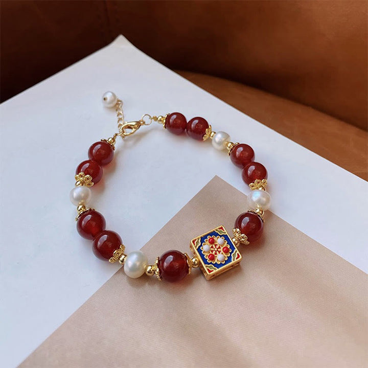Buddha Stones Red Agat Pearl Confidence Self-accepting