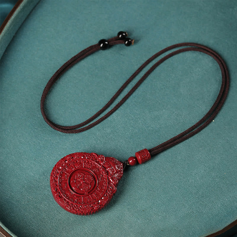 Buddha Stones Chiński Zodiak Naturalny Cynober Bagua Amulet Trzymający Z Daleka Złe Duchy Naszyjnik Wisiorek - image 3