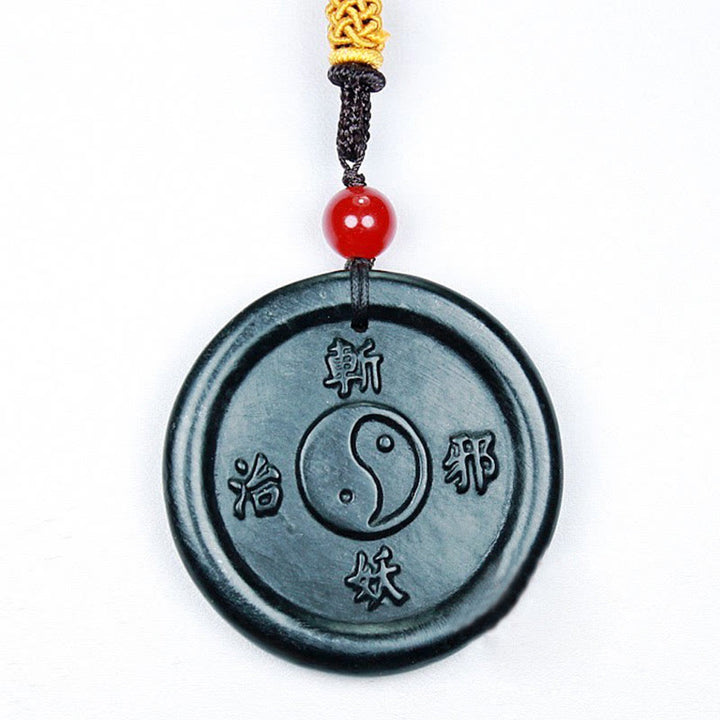 Buddha Stones Naturalny Hetian Cyan Jade Yin Yang Szczęście Harmonia Naszyjnik Wisiorek - image 5