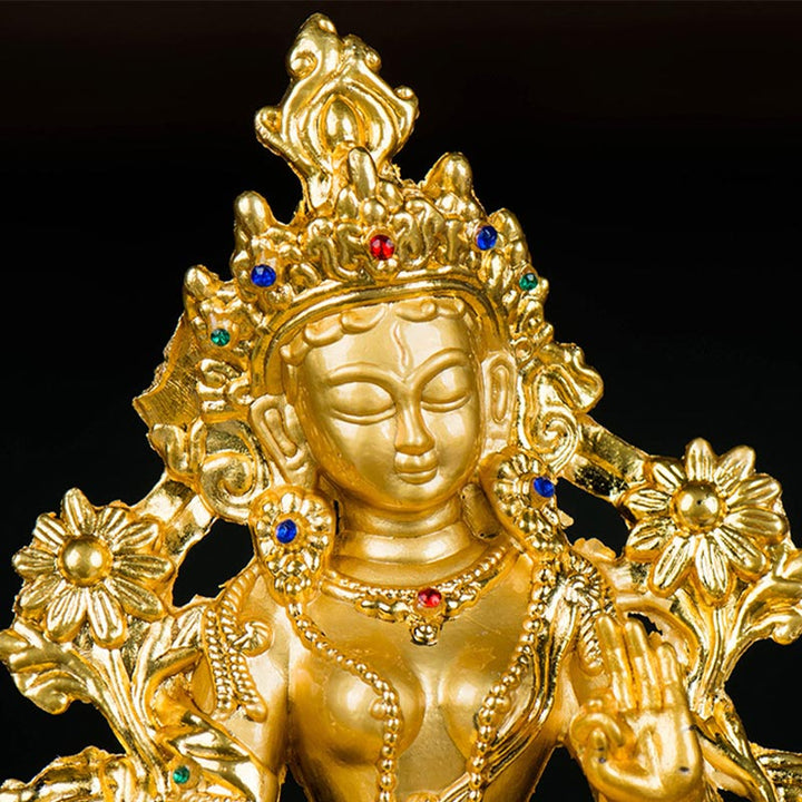 Buddha Stones Bodhisattwa Biała Tara Nadzieja Ochrona Pozłacana Statua Dekoracja